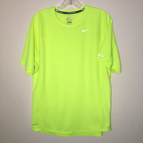 Nike Shirts | Nike Mens Drifit Miler Running Top Neon Yellow M | Poshmark